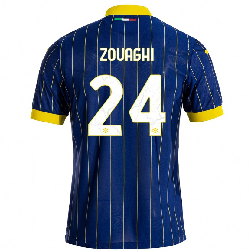 DanxenキッズThomas Zouaghi#24青 黄ホームシャツ2024/25ジャージーユニフォーム