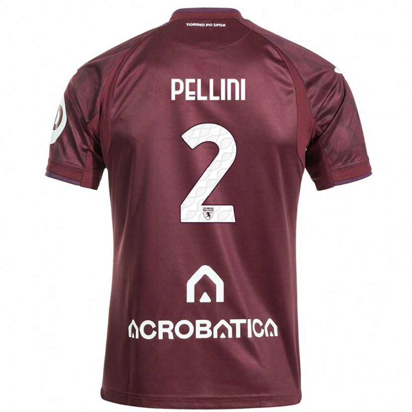 DanxenキッズMattia Pellini#2栗色白ホームシャツ2024/25ジャージーユニフォーム