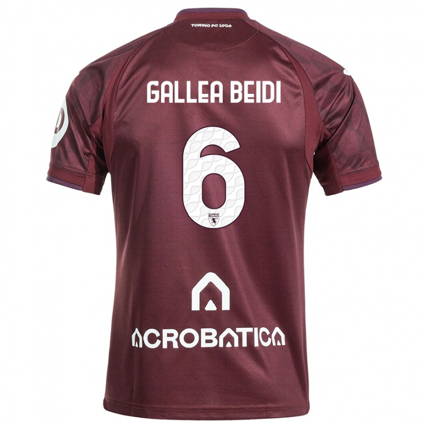 DanxenキッズFrancesco Gallea Beidi#6栗色白ホームシャツ2024/25ジャージーユニフォーム