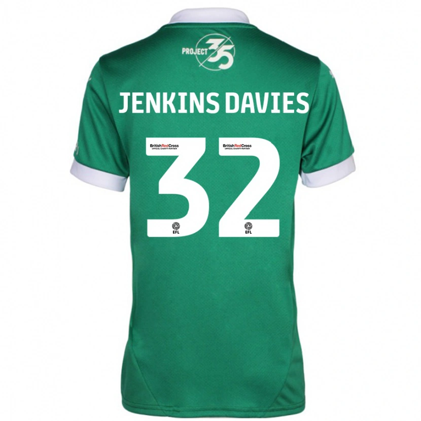 Danxenキッズウィル・ジェンキンス・デイヴィス#32緑 白ホームシャツ2024/25ジャージーユニフォーム