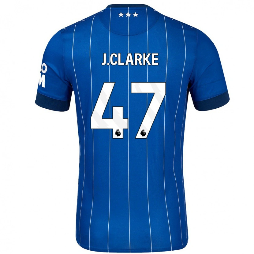 Danxenキッズジャック・クラーク#47ネイビーブルーホームシャツ2024/25ジャージーユニフォーム
