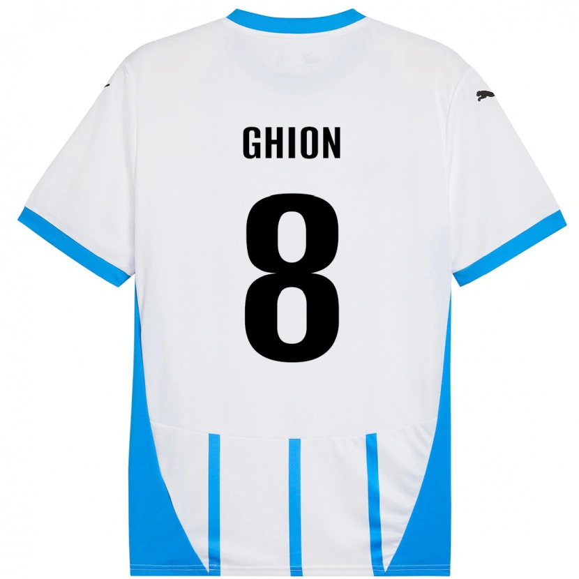 DanxenキッズAndrea Ghion#8ホワイト ブルーアウェイシャツ2024/25ジャージーユニフォーム