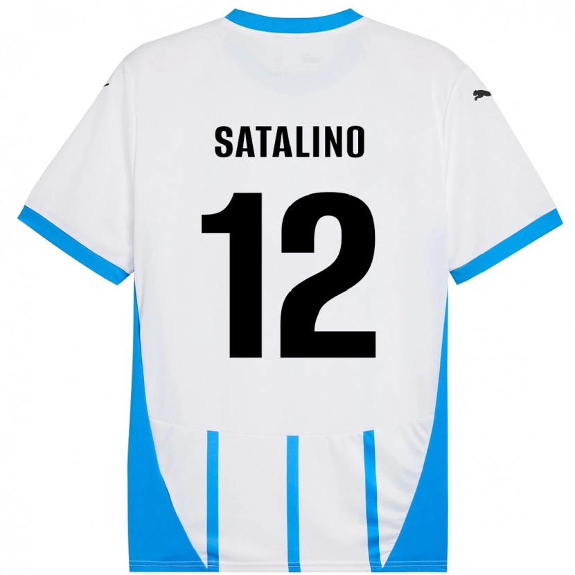 DanxenキッズGiacomo Satalino#12ホワイト ブルーアウェイシャツ2024/25ジャージーユニフォーム