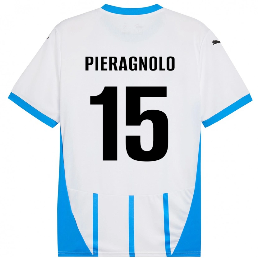 DanxenキッズEdoardo Pieragnolo#15ホワイト ブルーアウェイシャツ2024/25ジャージーユニフォーム