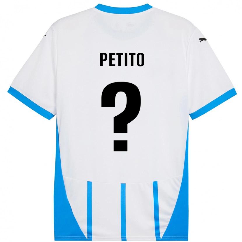 DanxenキッズChristian Petito#0ホワイト ブルーアウェイシャツ2024/25ジャージーユニフォーム