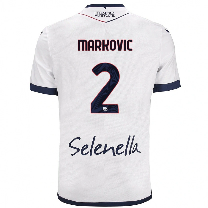 Danxenキッズペタル・マルコビッチ#2ホワイト ロイヤルブルーアウェイシャツ2024/25ジャージーユニフォーム