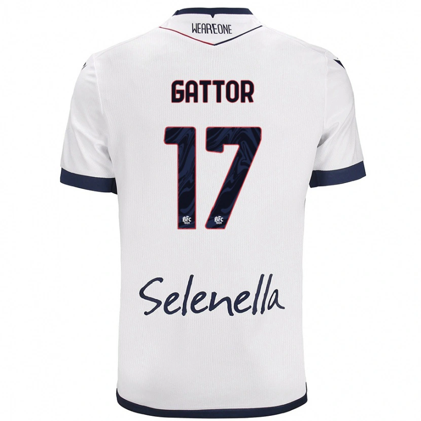 DanxenキッズGianluca Gattor#17ホワイト ロイヤルブルーアウェイシャツ2024/25ジャージーユニフォーム