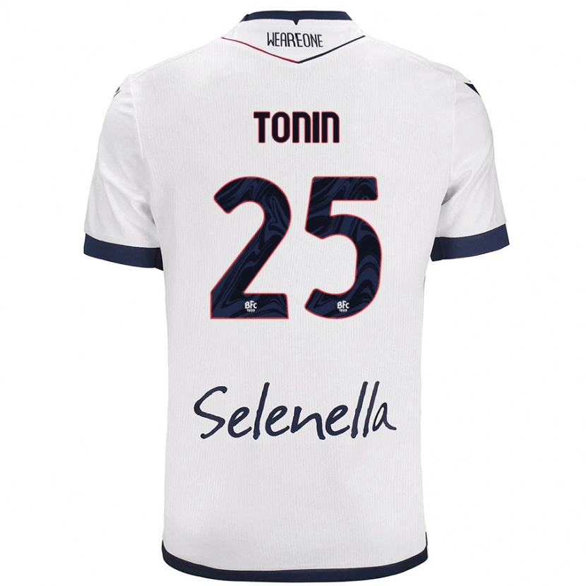 DanxenキッズFederico Tonin#25ホワイト ロイヤルブルーアウェイシャツ2024/25ジャージーユニフォーム
