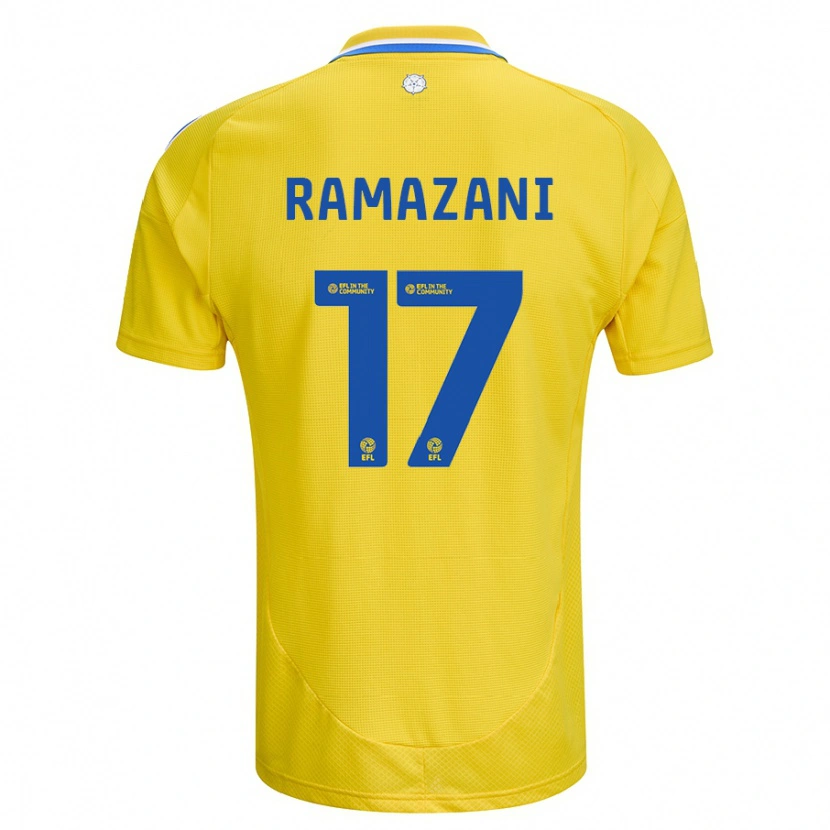 Danxenキッズラージー・ラマザニ#17黄 青アウェイシャツ2024/25ジャージーユニフォーム