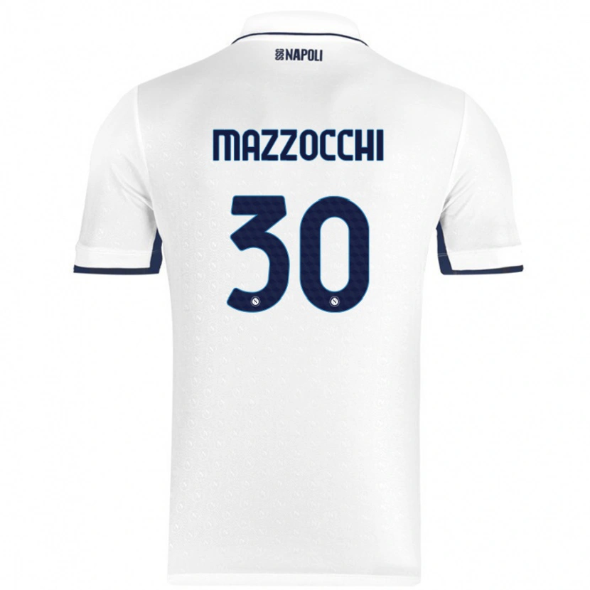 Danxenキッズパスクアーレ・マッツォッキ#30ホワイト ロイヤルブルーアウェイシャツ2024/25ジャージーユニフォーム