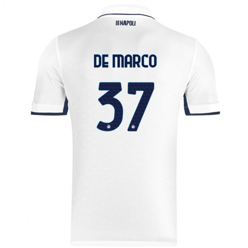 Danxenキッズフランチェスコ・デ・マルコ#37ホワイト ロイヤルブルーアウェイシャツ2024/25ジャージーユニフォーム