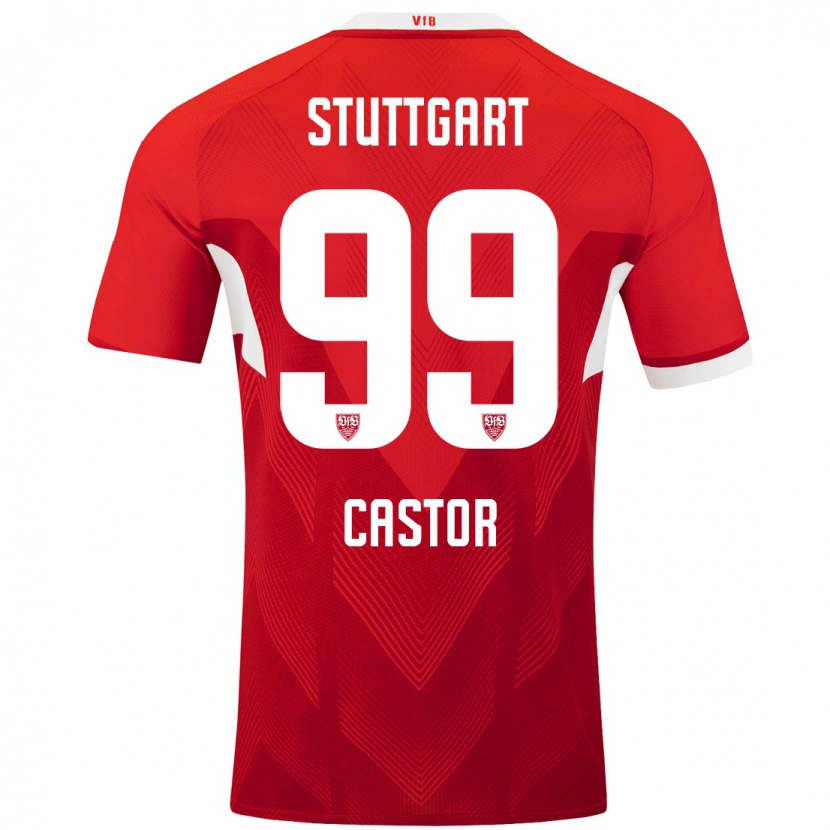 DanxenキッズGillian Castor#99赤 白アウェイシャツ2024/25ジャージーユニフォーム