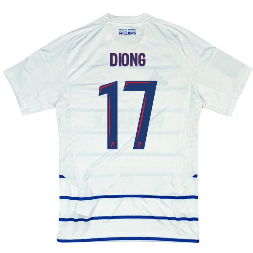 DanxenキッズPape Diong#17ホワイト ブルーアウェイシャツ2024/25ジャージーユニフォーム