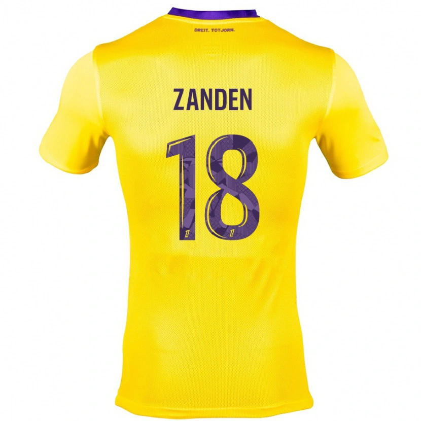 Danxenキッズオリバー・ザンデン#18黄紫アウェイシャツ2024/25ジャージーユニフォーム