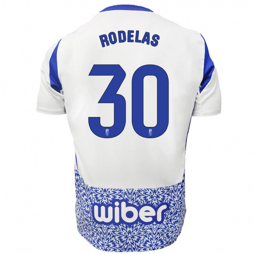 DanxenキッズSergio Rodelas#30ホワイト ブルーアウェイシャツ2024/25ジャージーユニフォーム