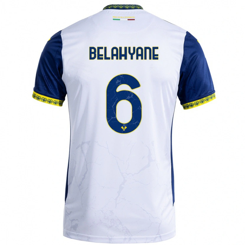 DanxenキッズReda Belahyane#6ホワイト ブルーアウェイシャツ2024/25ジャージーユニフォーム