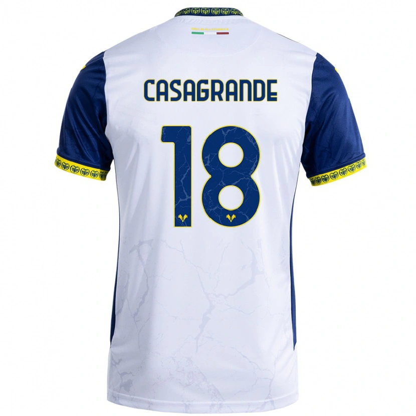 DanxenキッズDavide Casagrande#18ホワイト ブルーアウェイシャツ2024/25ジャージーユニフォーム