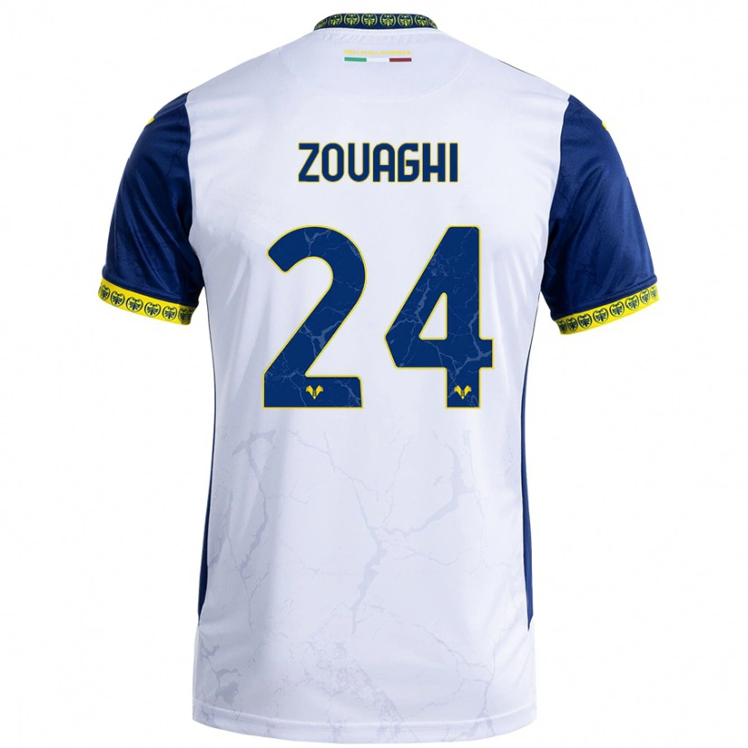 DanxenキッズThomas Zouaghi#24ホワイト ブルーアウェイシャツ2024/25ジャージーユニフォーム