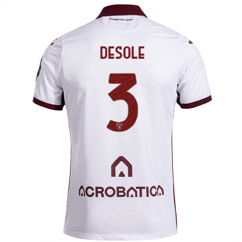 Danxenキッズファビオ・デソーレ#3ホワイト マルーンアウェイシャツ2024/25ジャージーユニフォーム