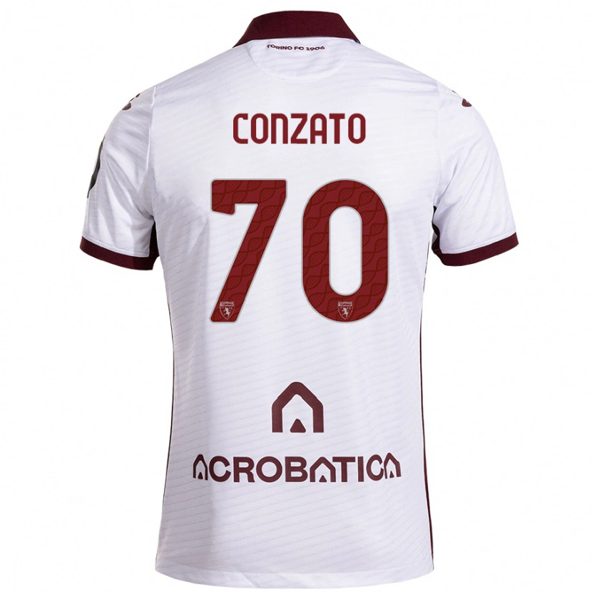 DanxenキッズFilippo Conzato#70ホワイト マルーンアウェイシャツ2024/25ジャージーユニフォーム