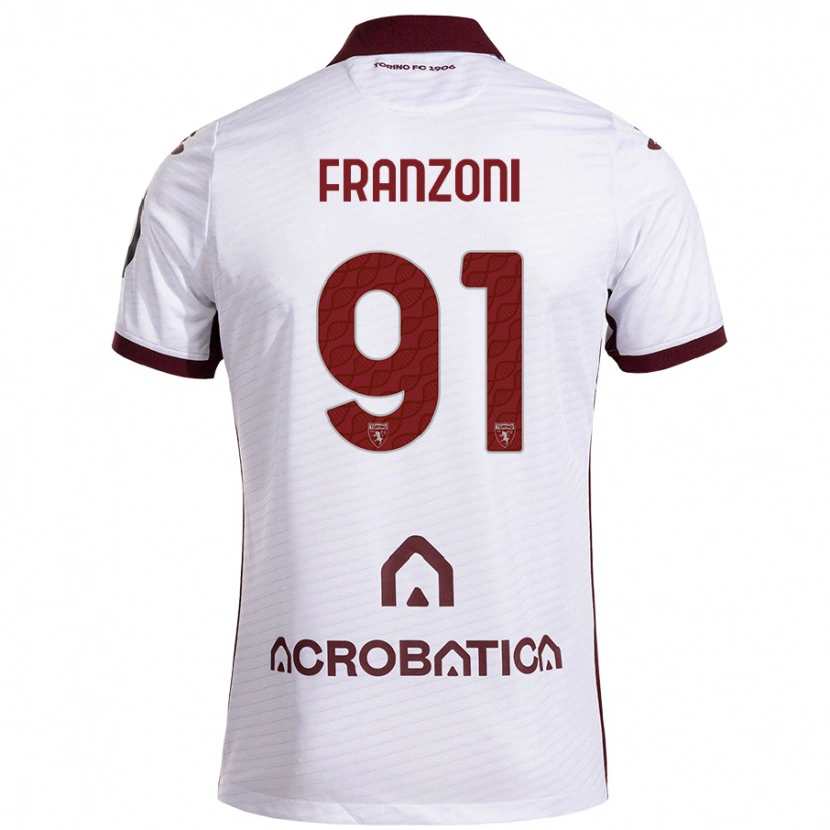 Danxenキッズニコロ・フランゾーニ#91ホワイト マルーンアウェイシャツ2024/25ジャージーユニフォーム