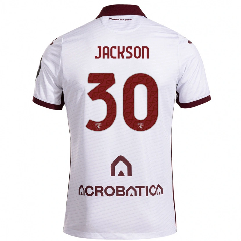 Danxenキッズマイケルジャクソン#30ホワイト マルーンアウェイシャツ2024/25ジャージーユニフォーム