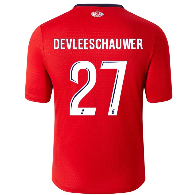 DanxenメンズGwenaëlle Devleeschauwer#27赤 白ホームシャツ2024/25ジャージーユニフォーム