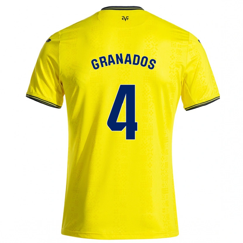 DanxenメンズCarlos Granados#4黄 黒ホームシャツ2024/25ジャージーユニフォーム