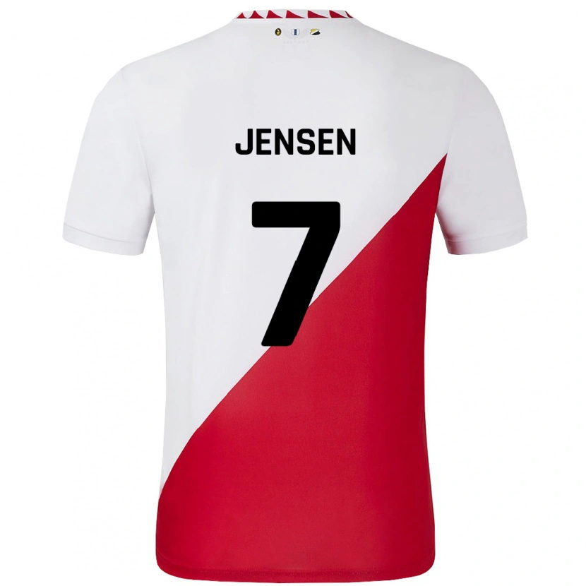 Danxenメンズヴィクトル・イェンセン#7白 赤ホームシャツ2024/25ジャージーユニフォーム