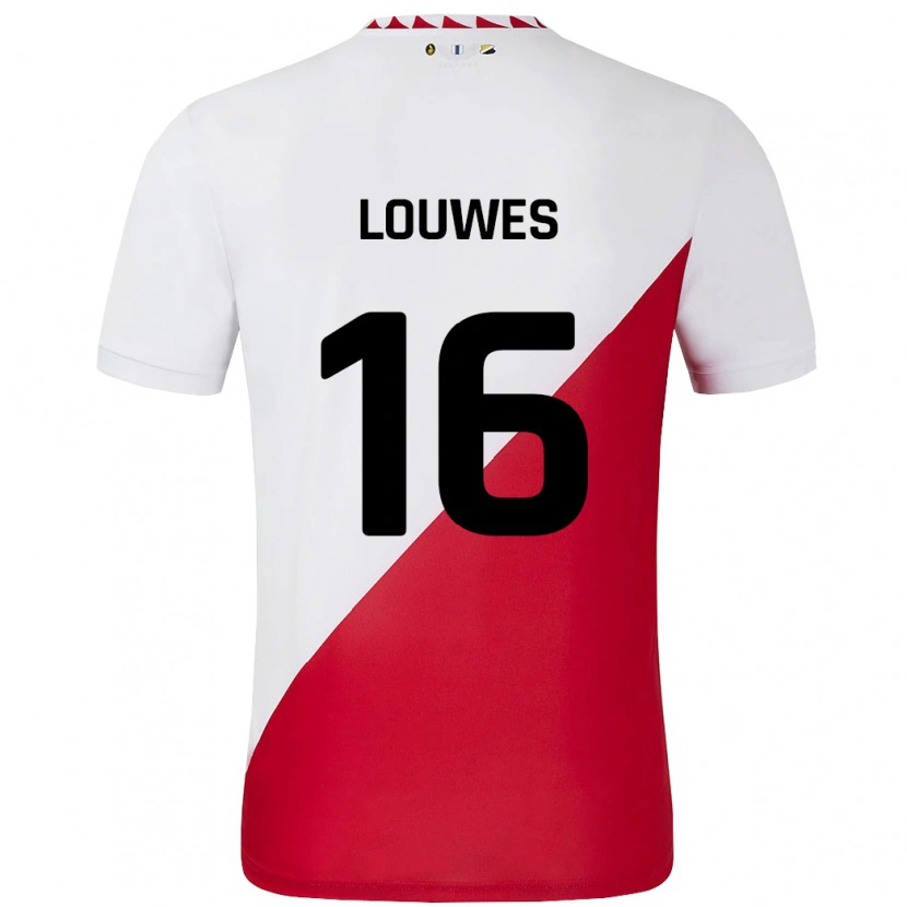 DanxenメンズPuck Louwes#16白 赤ホームシャツ2024/25ジャージーユニフォーム
