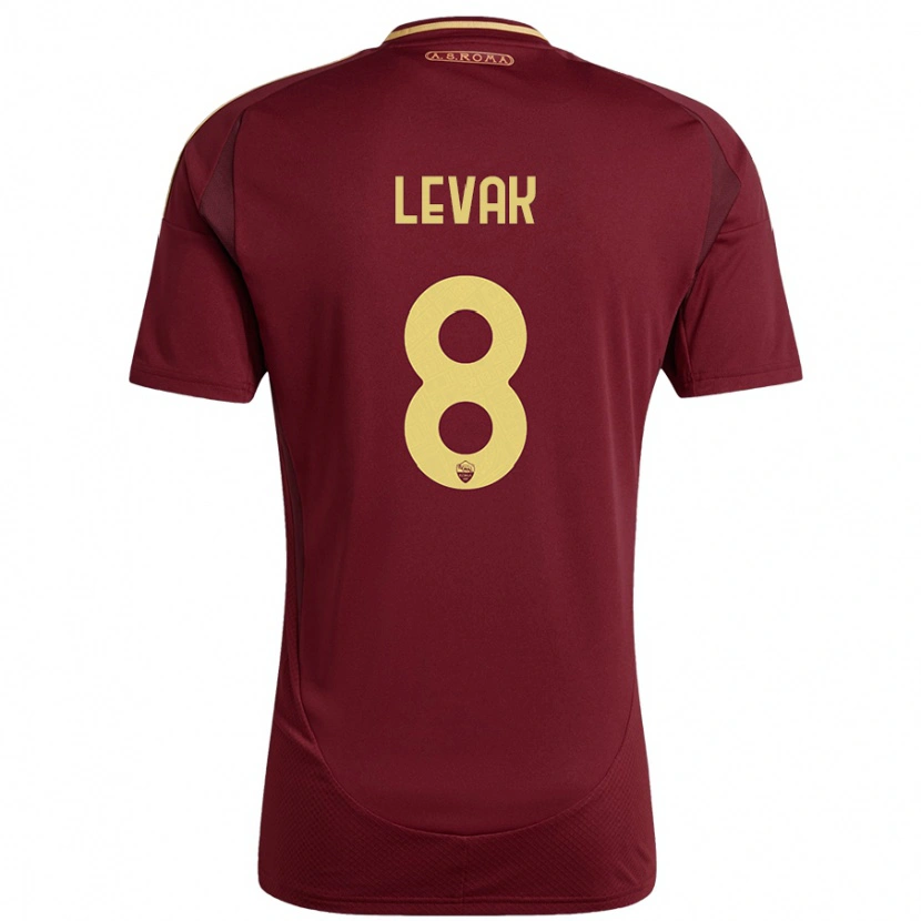 DanxenメンズSergej Levak#8レッドブラウンゴールドホームシャツ2024/25ジャージーユニフォーム