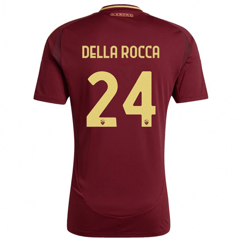 DanxenメンズMattia Della Rocca#24レッドブラウンゴールドホームシャツ2024/25ジャージーユニフォーム
