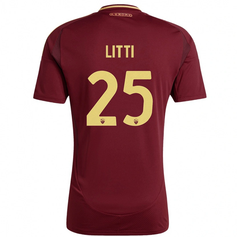 DanxenメンズMarco Litti#25レッドブラウンゴールドホームシャツ2024/25ジャージーユニフォーム