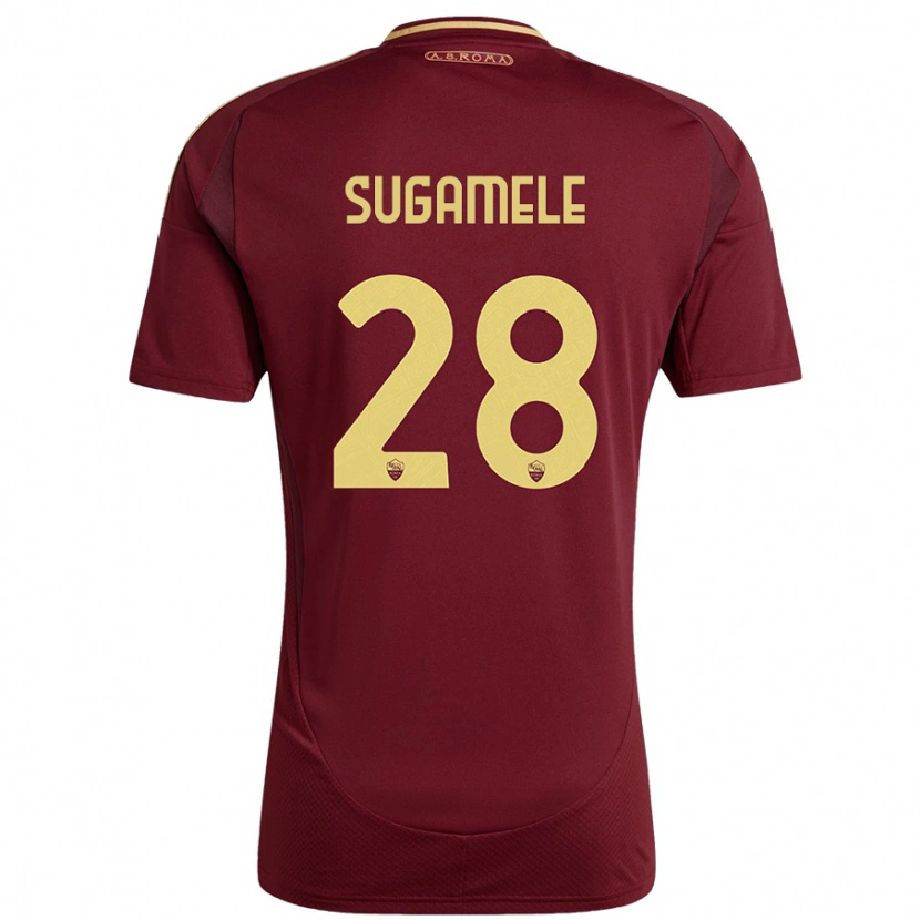 DanxenメンズAlessandro Sugamele#28レッドブラウンゴールドホームシャツ2024/25ジャージーユニフォーム