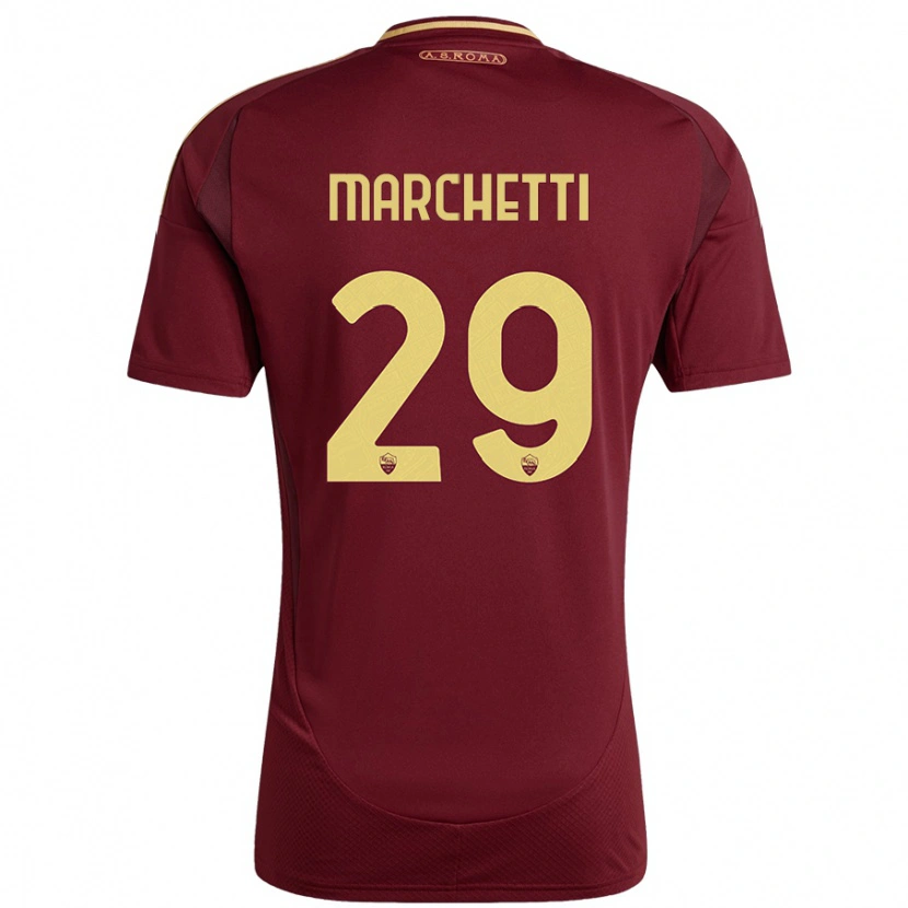 DanxenメンズTommaso Marchetti#29レッドブラウンゴールドホームシャツ2024/25ジャージーユニフォーム