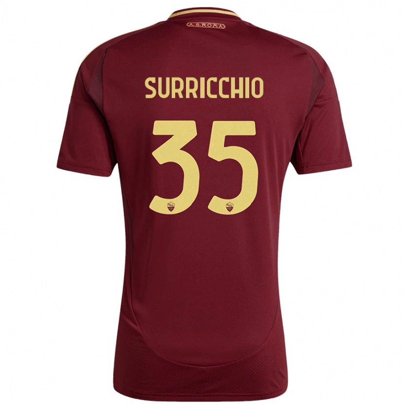 DanxenメンズJacopo Surricchio#35レッドブラウンゴールドホームシャツ2024/25ジャージーユニフォーム