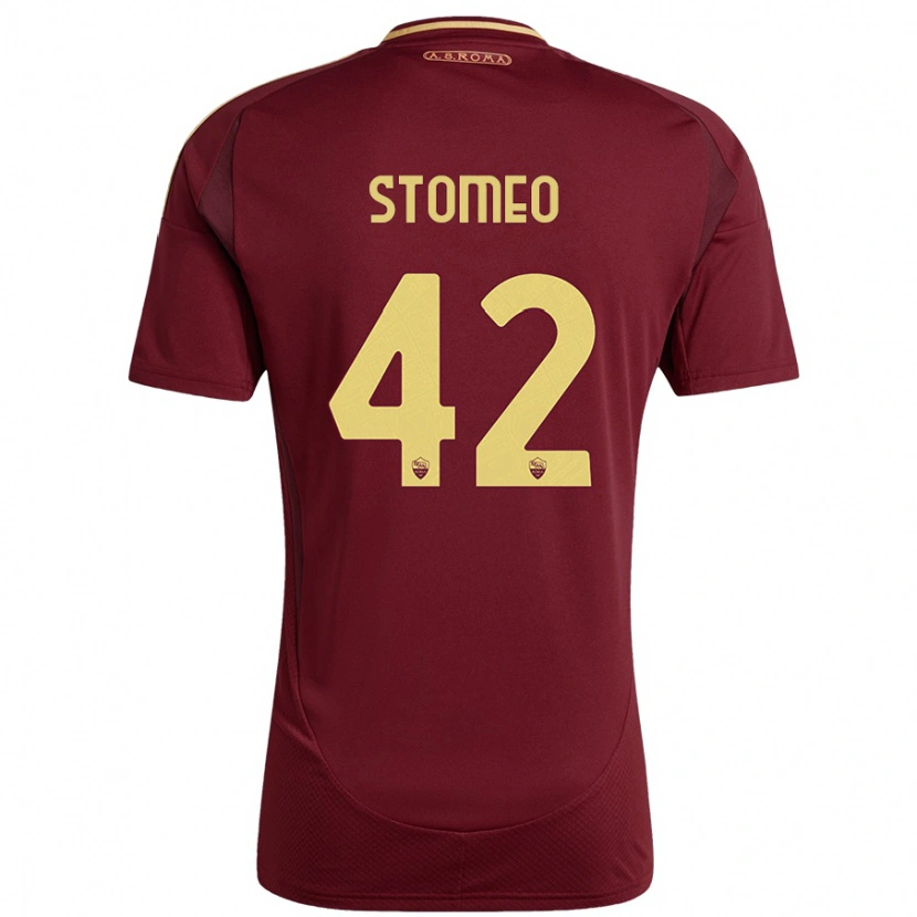 DanxenメンズGiorgio Stomeo#42レッドブラウンゴールドホームシャツ2024/25ジャージーユニフォーム