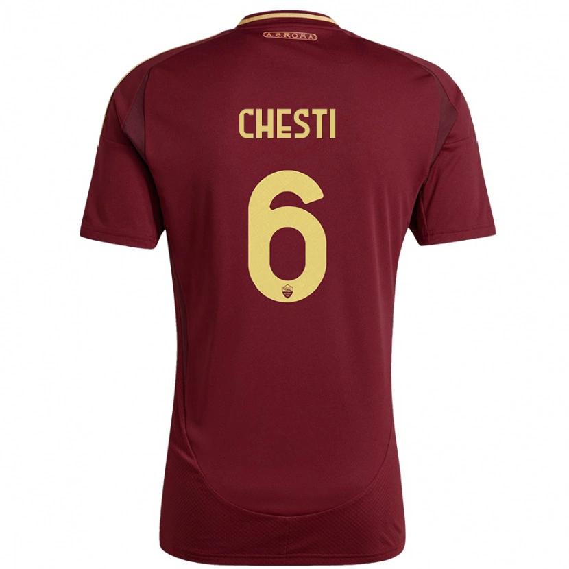 DanxenメンズFrancesco Chesti#6レッドブラウンゴールドホームシャツ2024/25ジャージーユニフォーム