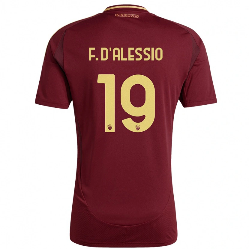 DanxenメンズFrancesco D'alessio#19レッドブラウンゴールドホームシャツ2024/25ジャージーユニフォーム