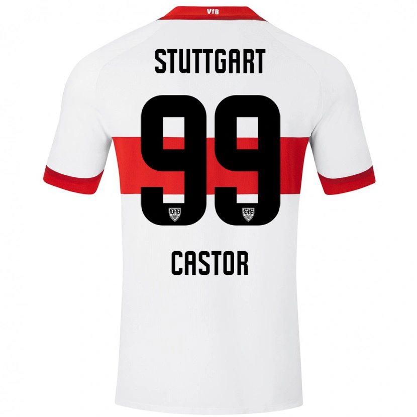 DanxenメンズGillian Castor#99白 赤ホームシャツ2024/25ジャージーユニフォーム