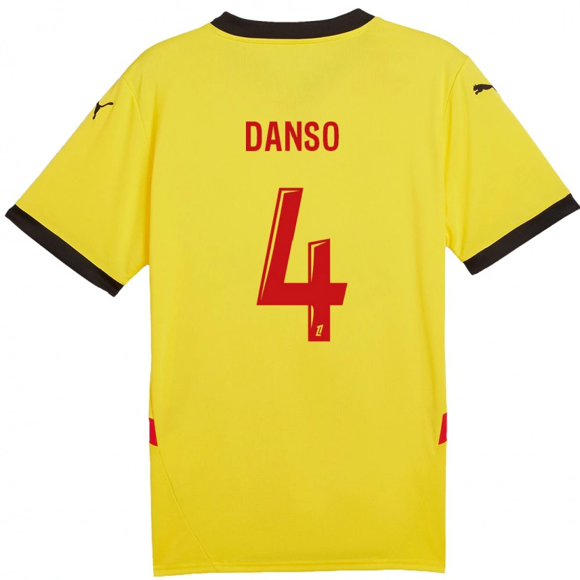 Danxenメンズケヴィン・ダンソ#4黄 赤ホームシャツ2024/25ジャージーユニフォーム