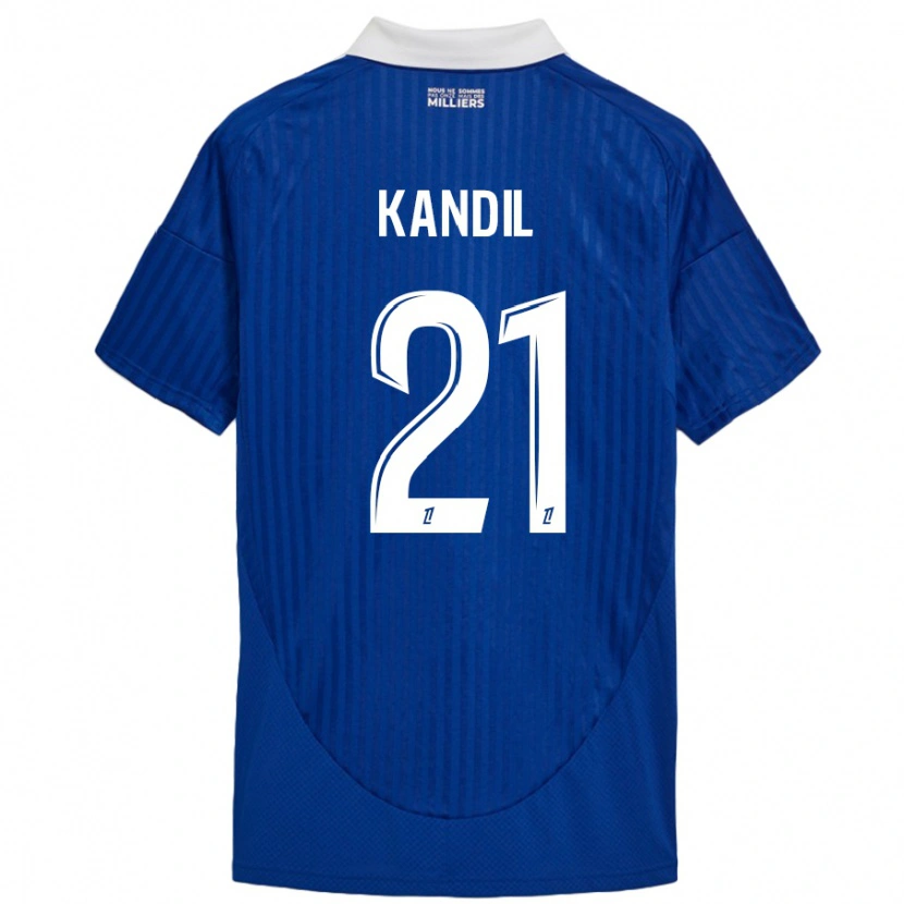 DanxenメンズNordine Kandil#21ブルーホワイトホームシャツ2024/25ジャージーユニフォーム