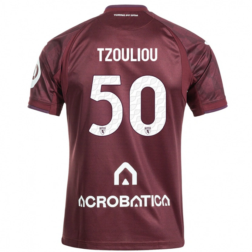 DanxenメンズDimitrianos Tzouliou#50栗色白ホームシャツ2024/25ジャージーユニフォーム
