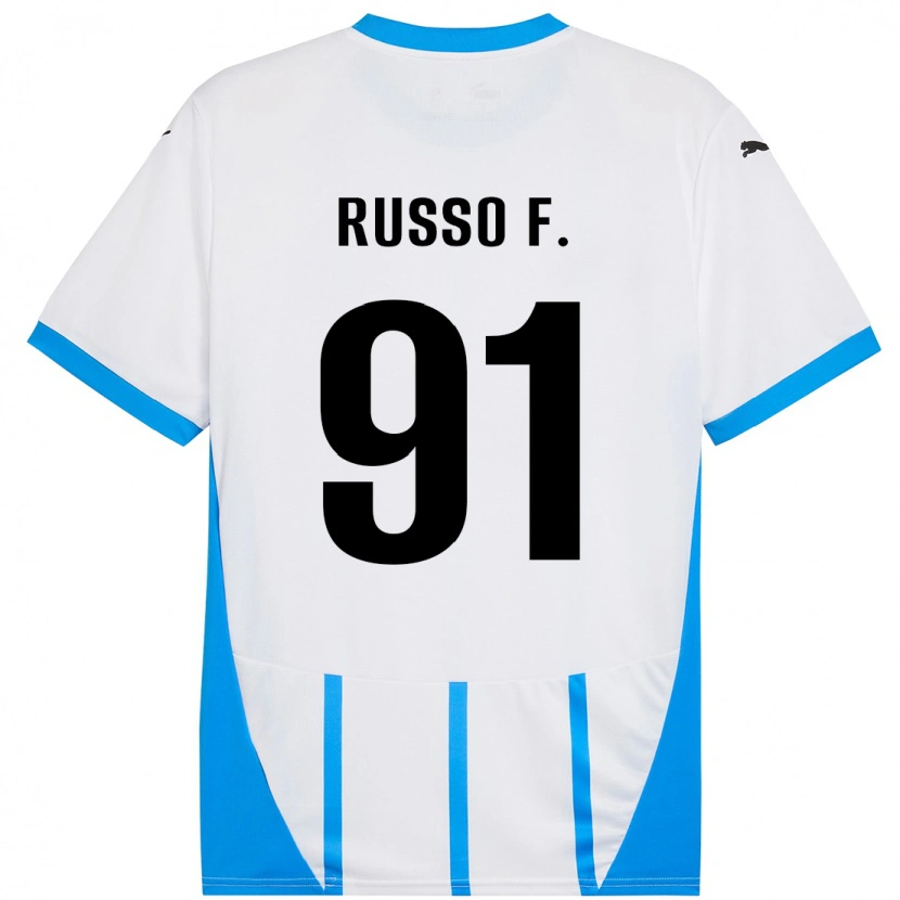 DanxenメンズFlavio Russo#91ホワイト ブルーアウェイシャツ2024/25ジャージーユニフォーム
