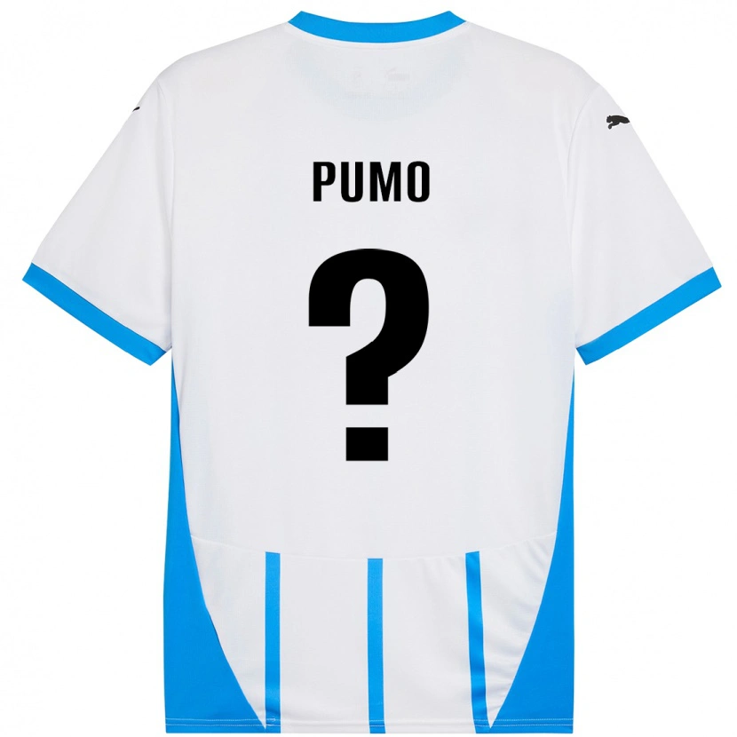 DanxenメンズSamuele Pumo#0ホワイト ブルーアウェイシャツ2024/25ジャージーユニフォーム
