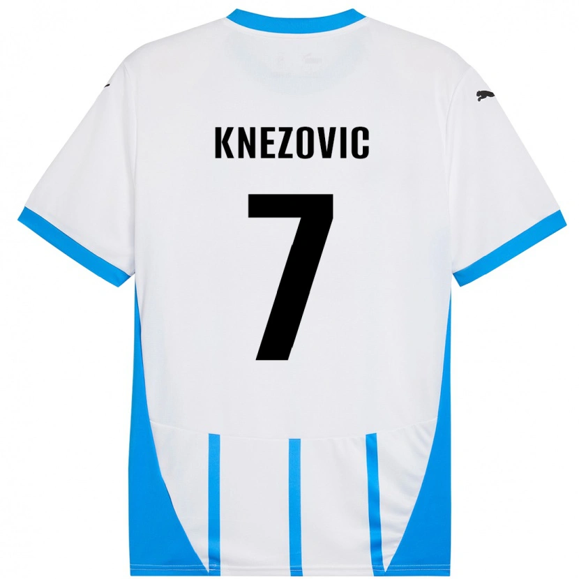DanxenメンズBorna Knezovic#7ホワイト ブルーアウェイシャツ2024/25ジャージーユニフォーム