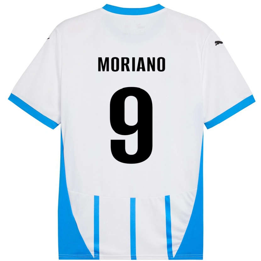 DanxenメンズAndrea Moriano#9ホワイト ブルーアウェイシャツ2024/25ジャージーユニフォーム