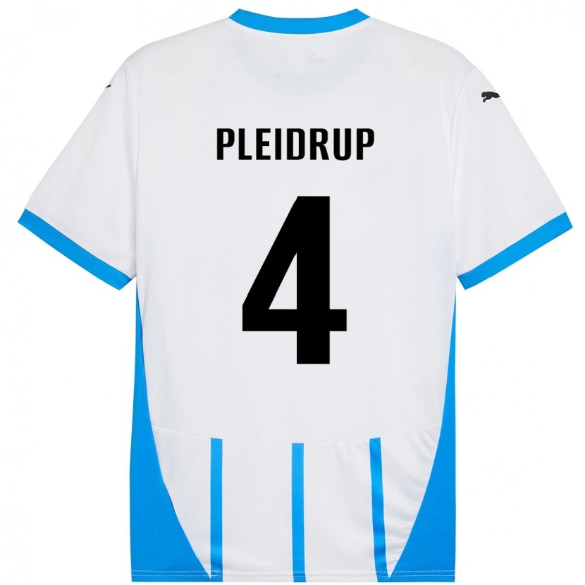 DanxenメンズCaroline Pleidrup#4ホワイト ブルーアウェイシャツ2024/25ジャージーユニフォーム