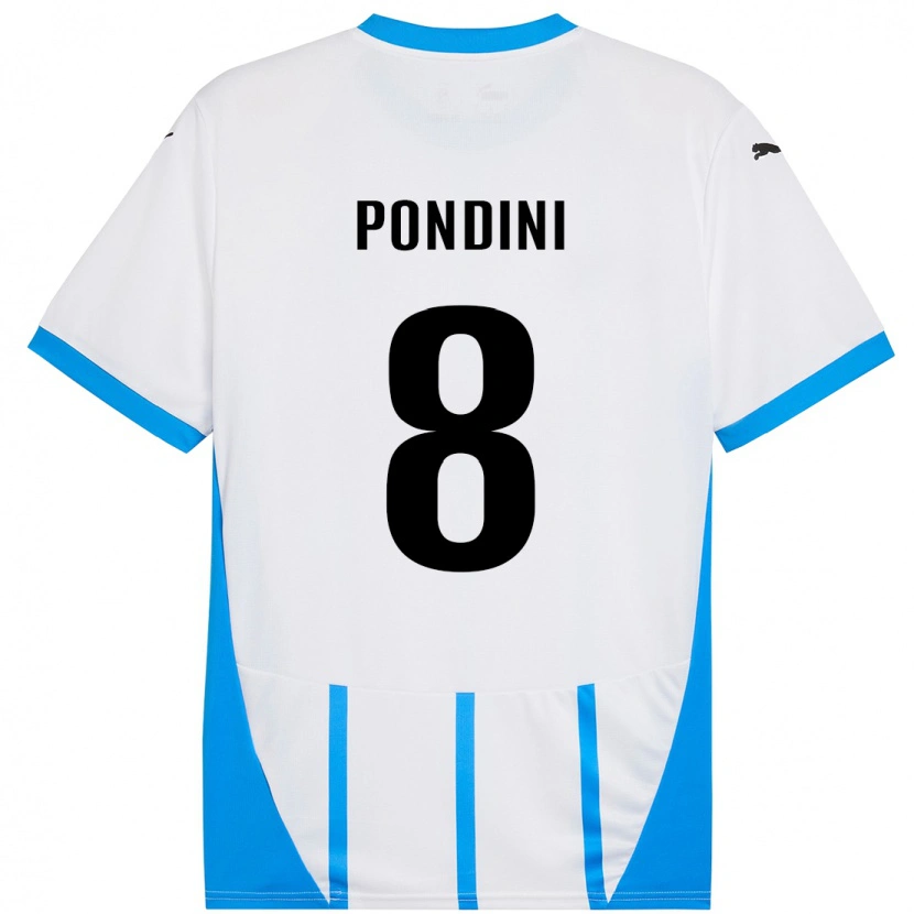 DanxenメンズGiada Pondini#8ホワイト ブルーアウェイシャツ2024/25ジャージーユニフォーム