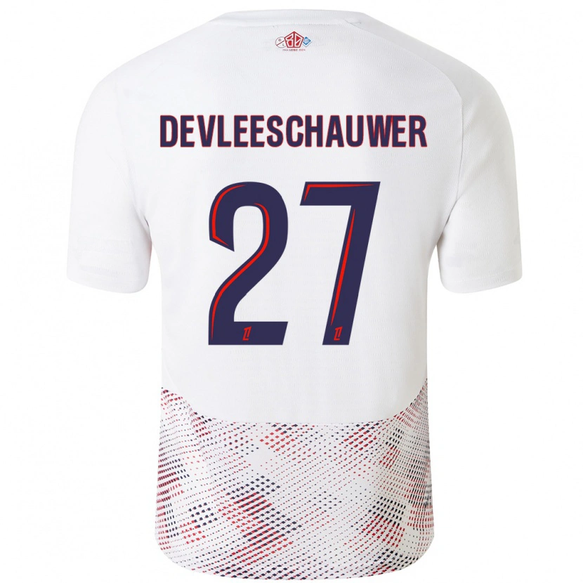 DanxenメンズGwenaëlle Devleeschauwer#27ホワイト ロイヤルブルーアウェイシャツ2024/25ジャージーユニフォーム